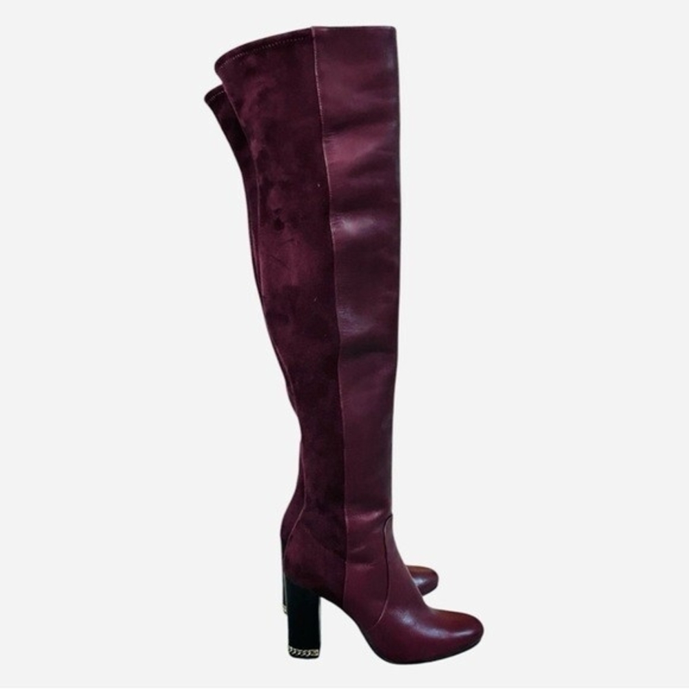 Michael Kors Sabrina Burgundy Leather Over-the-Knee Boots Size 5.5 - Picture 7 of 12